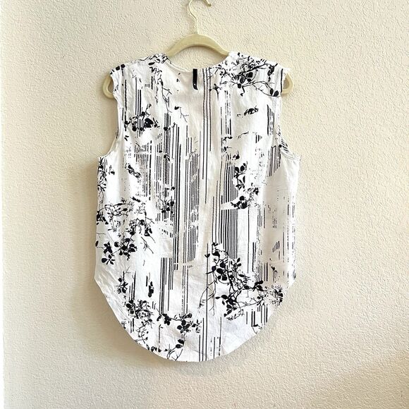 Serie Numérica Cotton Textured Printed V-Neck Tank Top Raw Hem Made In Italy - Picture 8 of 11